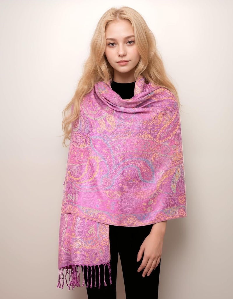 Achillea Big Paisley Pashmina Shawl Wrap for Women – Elegant Scarf for Weddings, Evening Dresses, Festivals & Daily Wear - Image 3